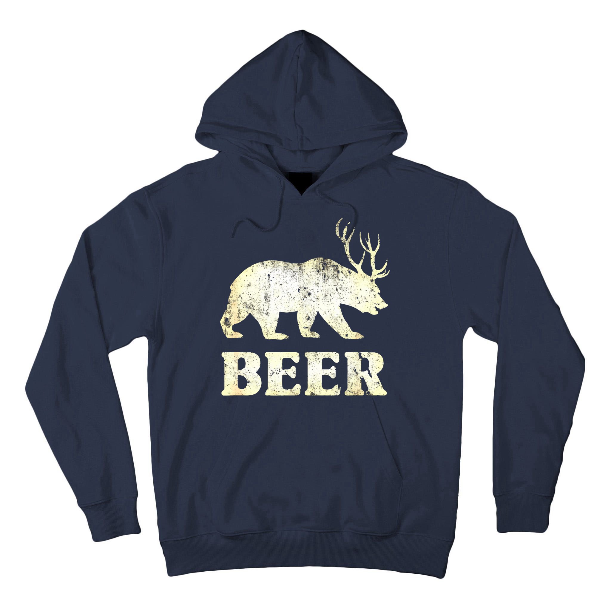 Vintage Bear Deer Funny Beer Tall Hoodie