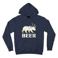 Vintage Bear Deer Funny Beer Tall Hoodie