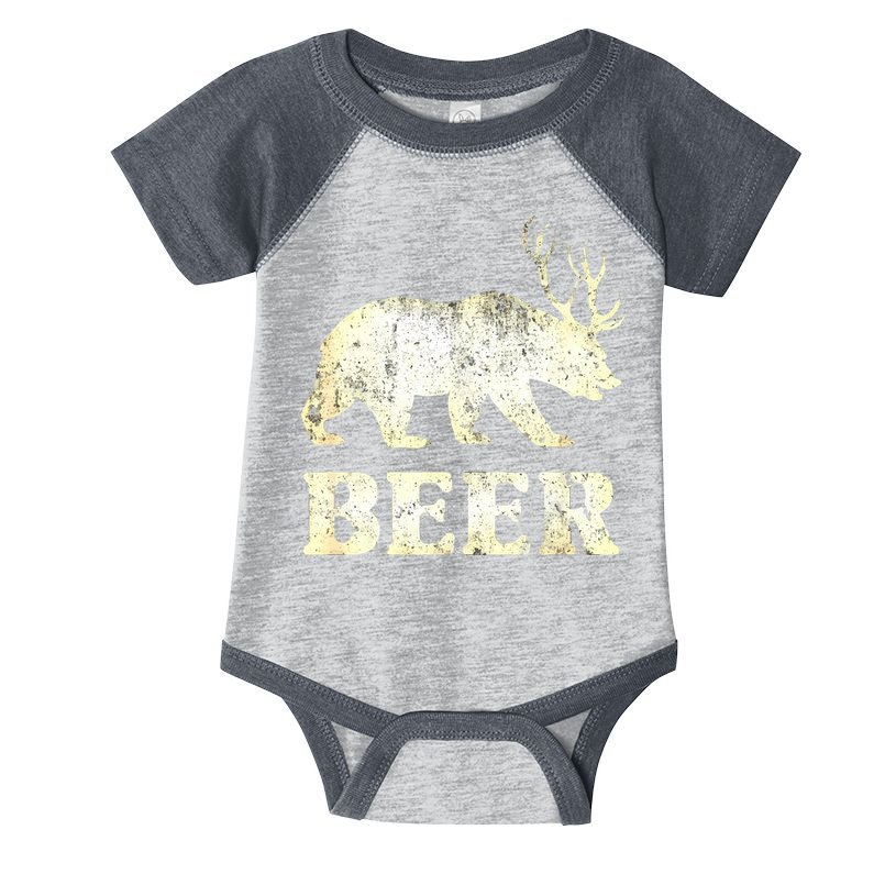 Vintage Bear Deer Funny Beer Infant Baby Jersey Bodysuit