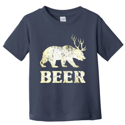 Vintage Bear Deer Funny Beer Toddler T-Shirt