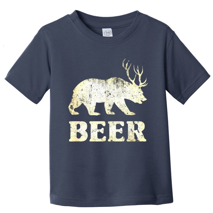 Vintage Bear Deer Funny Beer Toddler T-Shirt