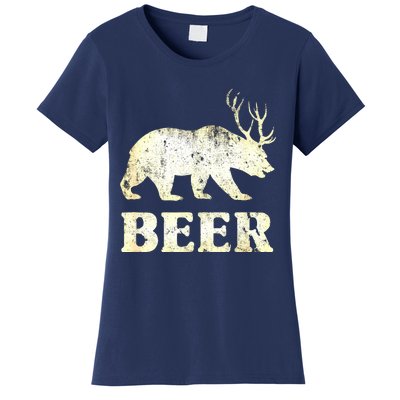 Vintage Bear Deer Funny Beer Women's T-Shirt