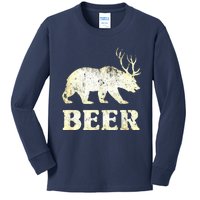 Vintage Bear Deer Funny Beer Kids Long Sleeve Shirt