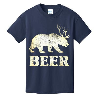 Vintage Bear Deer Funny Beer Kids T-Shirt