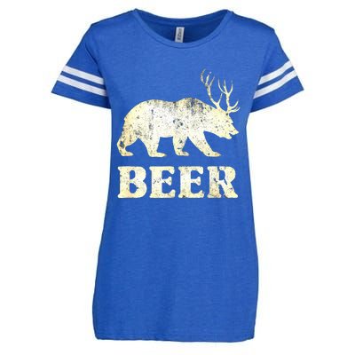 Vintage Bear Deer Funny Beer Enza Ladies Jersey Football T-Shirt