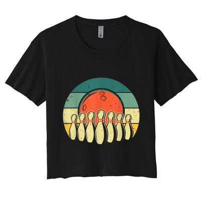 Vintage Bowling Design For Men Women Bowling Player Bowlers Crop Top