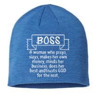 Vintage Boss Definition Lady Appreciation Mom Queen Funny Gift Sustainable Beanie