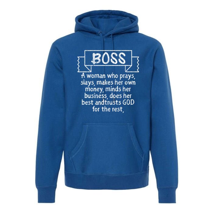 Vintage Boss Definition Lady Appreciation Mom Queen Funny Gift Premium Hoodie