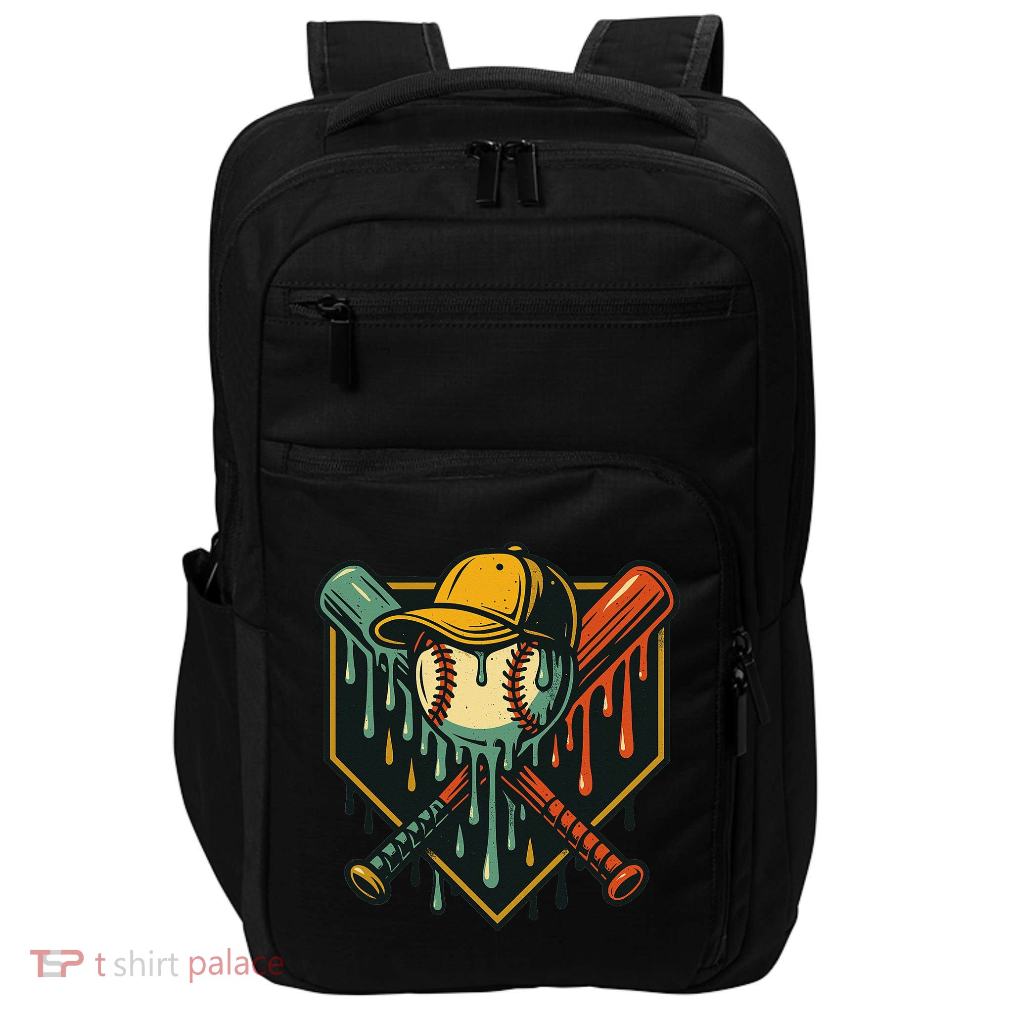 Vintage Baseball Drip Ice Cream Bat Home Plate Impact Tech Backpack