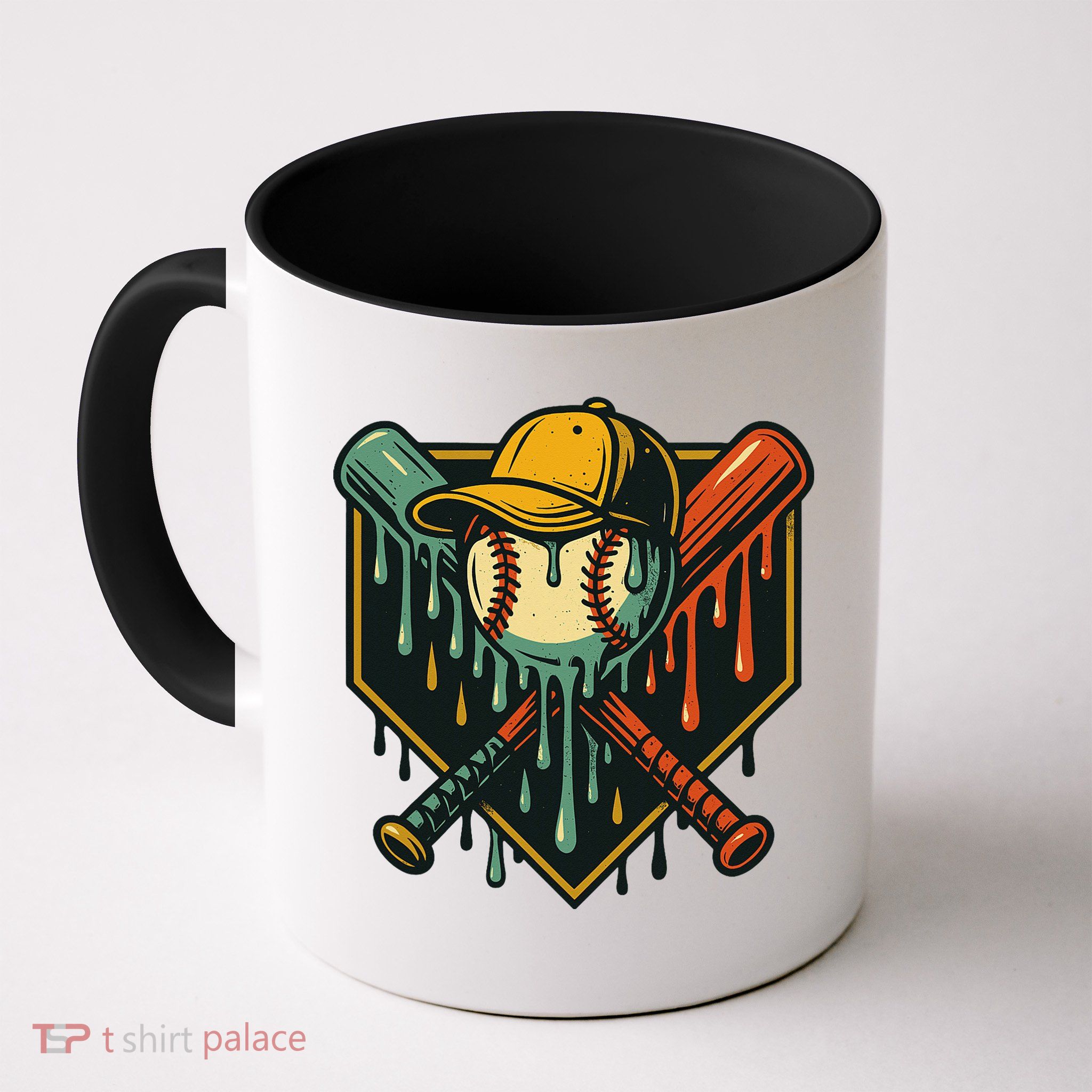 Vintage Baseball Drip Ice Cream Bat Home Plate Mug
