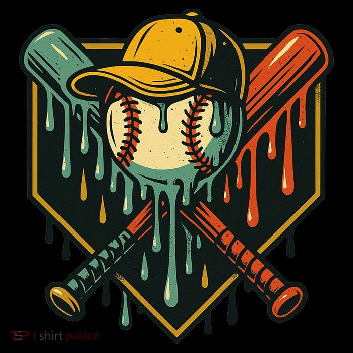 Vintage Baseball Drip Ice Cream Bat Home Plate Flatbill Hat