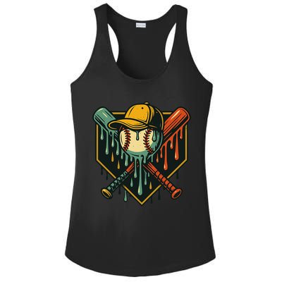 Vintage Baseball Drip Ice Cream Bat Home Plate Ladies PosiCharge Competitor Racerback Tank