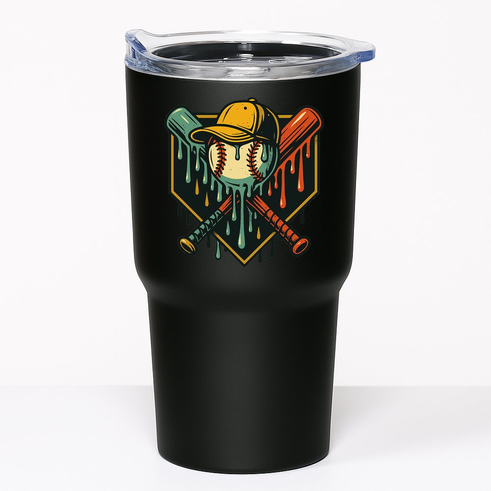 Vintage Baseball Drip Ice Cream Bat Home Plate Tumbler