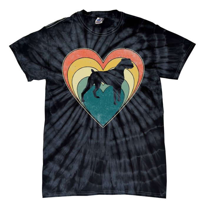 Vintage Boxer Dog Heart Valentines Day Tie-Dye T-Shirt