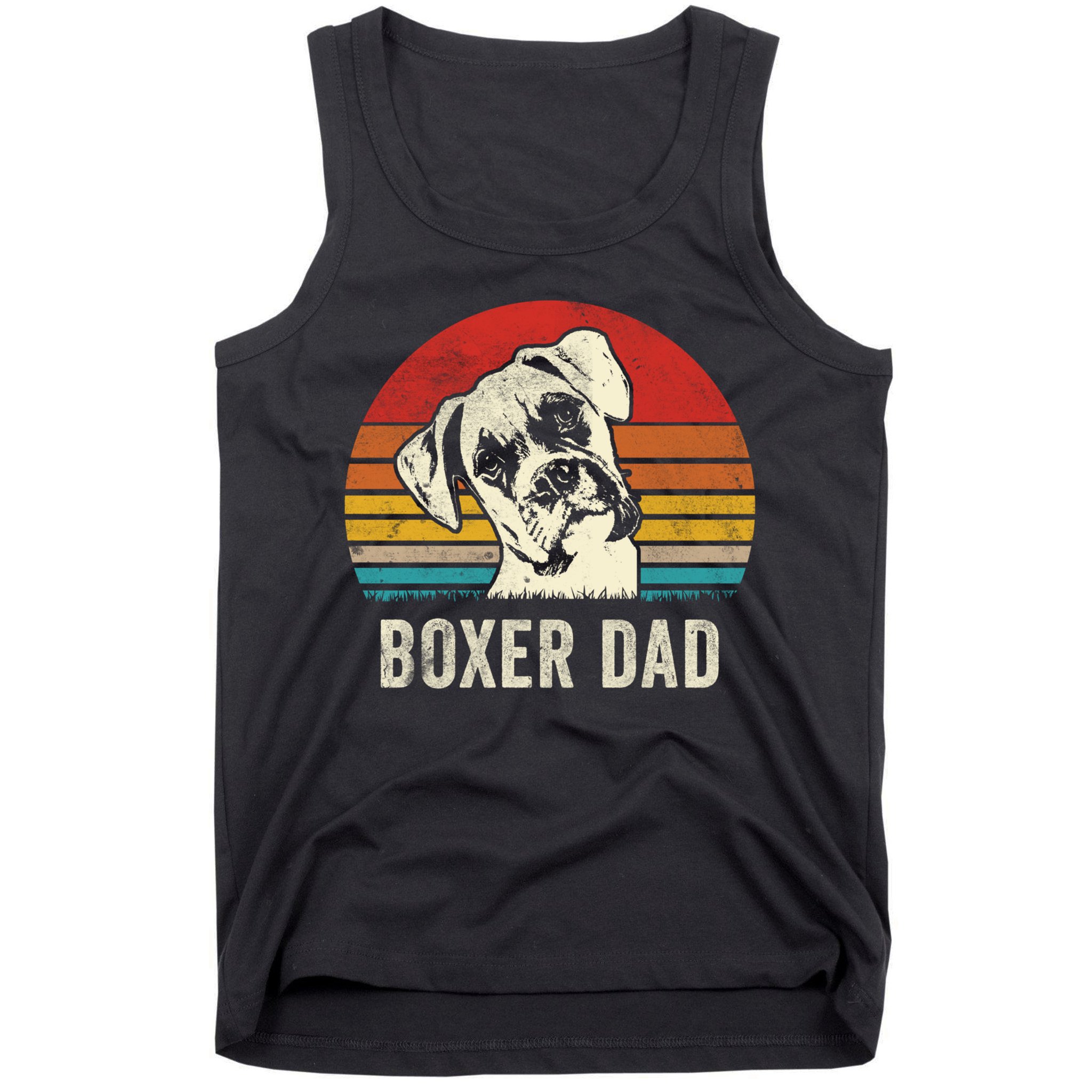 Vintage Boxer Dad Ever Daddy Funny Gift Dog Dad Father Gift Tank Top