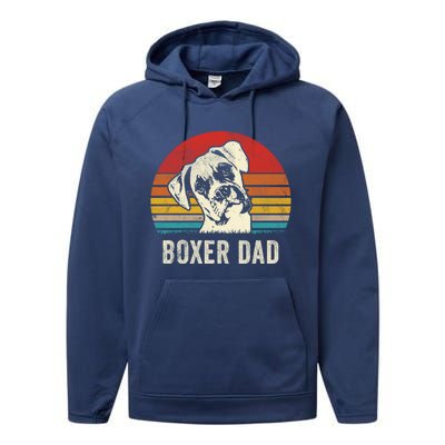 Vintage Boxer Dad Ever Daddy Funny Gift Dog Dad Father Gift Performance Fleece Hoodie