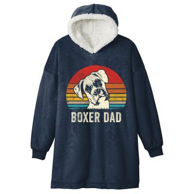 Vintage Boxer Dad Ever Daddy Funny Gift Dog Dad Father Gift Hooded Wearable Blanket