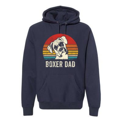 Vintage Boxer Dad Ever Daddy Funny Gift Dog Dad Father Gift Premium Hoodie