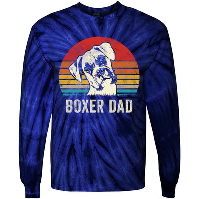 Vintage Boxer Dad Ever Daddy Funny Gift Dog Dad Father Gift Tie-Dye Long Sleeve Shirt