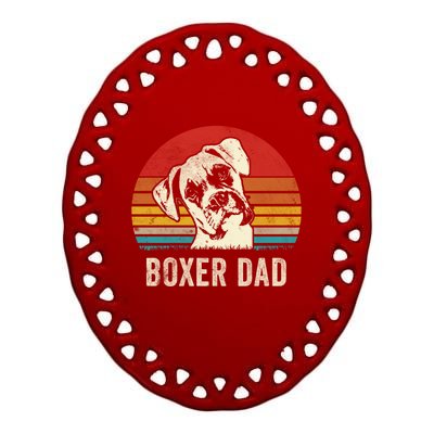 Vintage Boxer Dad Ever Daddy Funny Gift Dog Dad Father Gift Ceramic Oval Ornament