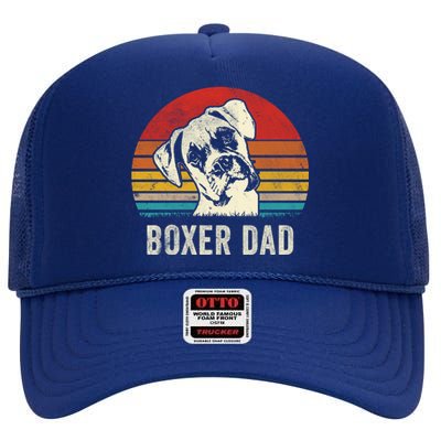 Vintage Boxer Dad Ever Daddy Funny Gift Dog Dad Father Gift High Crown Mesh Back Trucker Hat