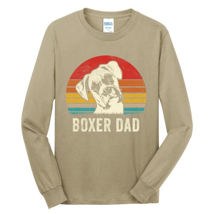 Vintage Boxer Dad Ever Daddy Funny Gift Dog Dad Father Gift Tall Long Sleeve T-Shirt