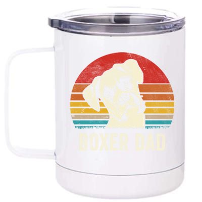 Vintage Boxer Dad Ever Daddy Funny Gift Dog Dad Father Gift 12 oz Stainless Steel Tumbler Cup