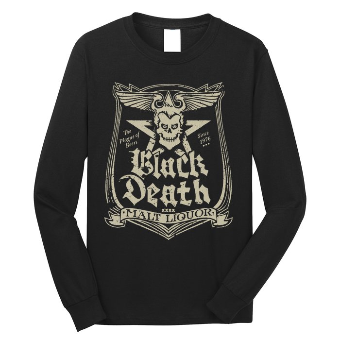 Vintage Black Death 70s Skull Malt Liquor Long Sleeve Shirt