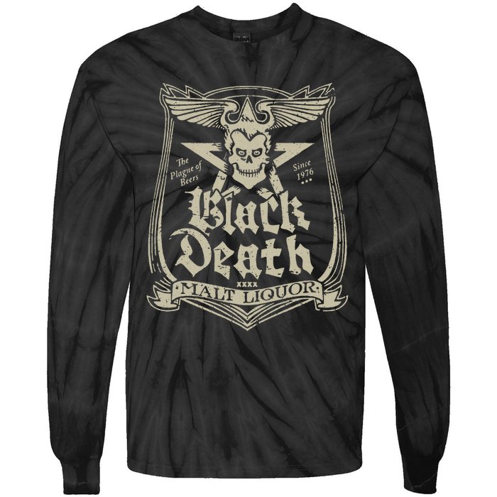 Vintage Black Death 70s Skull Malt Liquor Tie-Dye Long Sleeve Shirt