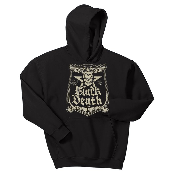 Vintage Black Death 70s Skull Malt Liquor Kids Hoodie