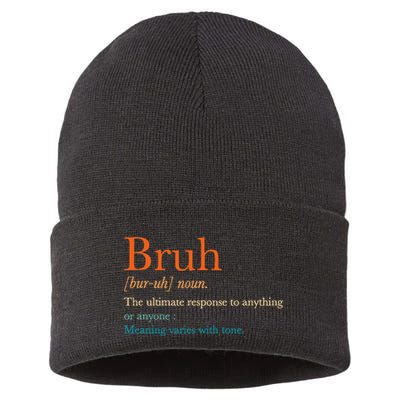 Vintage Bruh Definition Hilarious Sustainable Knit Beanie