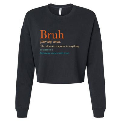 Vintage Bruh Definition Hilarious Cropped Pullover Crew
