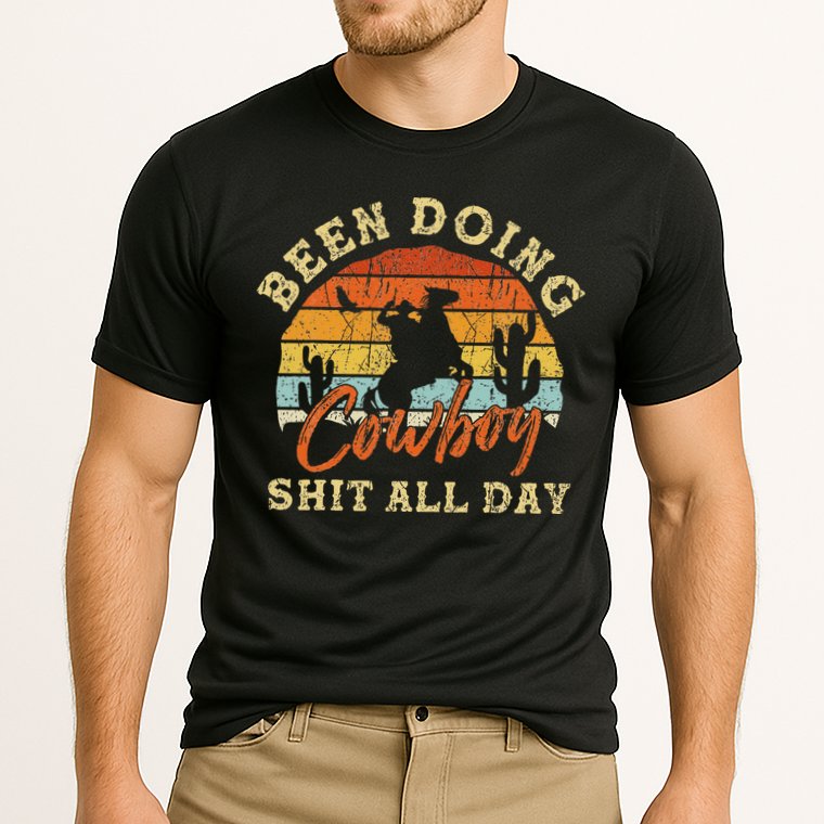 Vintage Been Doing Cowboy Shit All Day Funny Cowboy Cooling Performance Crew T-Shirt