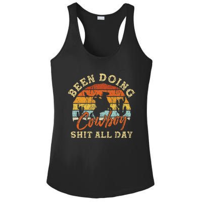 Vintage Been Doing Cowboy Shit All Day Funny Cowboy Ladies PosiCharge Competitor Racerback Tank