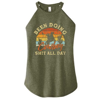 Vintage Been Doing Cowboy Shit All Day Funny Cowboy Women's Perfect Tri Rocker Tank