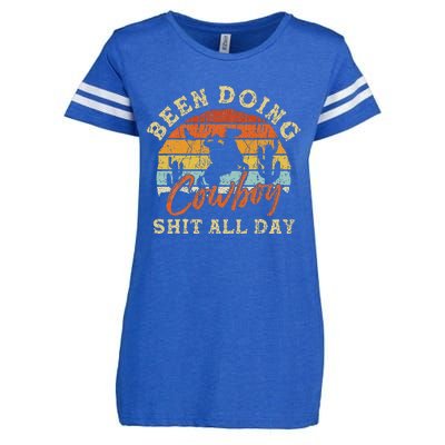 Vintage Been Doing Cowboy Shit All Day Funny Cowboy Enza Ladies Jersey Football T-Shirt