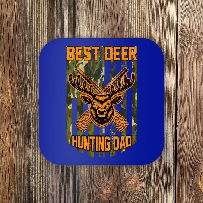 Vintage Best Deer Hunting Dad American Flag Patriotic Meaningful Gift Coaster