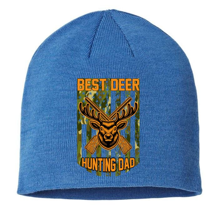 Vintage Best Deer Hunting Dad American Flag Patriotic Meaningful Gift Sustainable Beanie