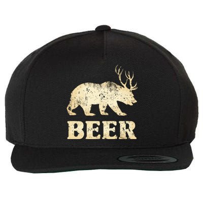 Vintage Bear Deer Funny Beer Wool Snapback Cap