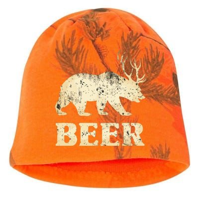 Vintage Bear Deer Funny Beer Kati - Camo Knit Beanie