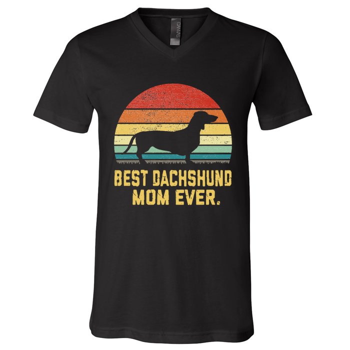 Vintage Best Dachshund Mom Ever V-Neck T-Shirt