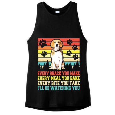 Vintage Beagle Dog Funny Every Snack You Make Bite You Take Ladies PosiCharge Tri-Blend Wicking Tank