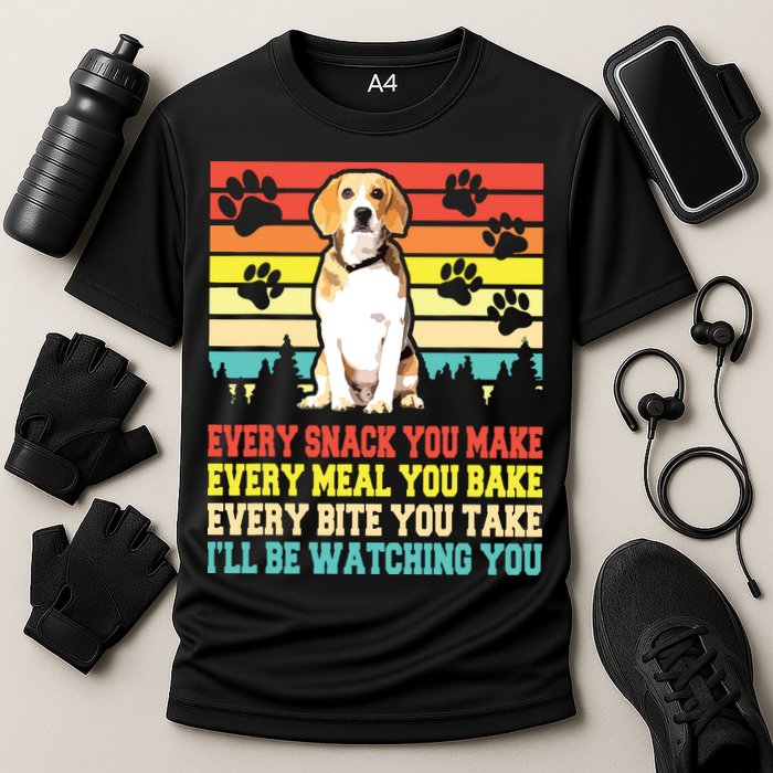 Vintage Beagle Dog Funny Every Snack You Make Bite You Take Performance Shirt