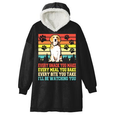 Vintage Beagle Dog Funny Every Snack You Make Bite You Take Hooded Wearable Blanket