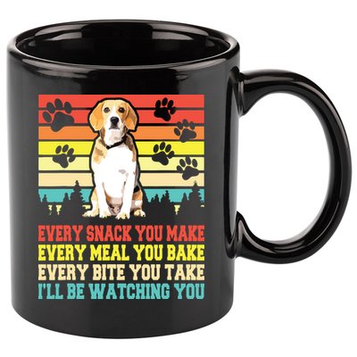 Vintage Beagle Dog Funny Every Snack You Make Bite You Take 11oz C Handle Ceramic Mug