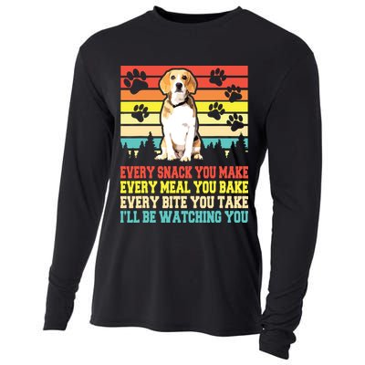 Vintage Beagle Dog Funny Every Snack You Make Bite You Take Cooling Performance Long Sleeve Crew