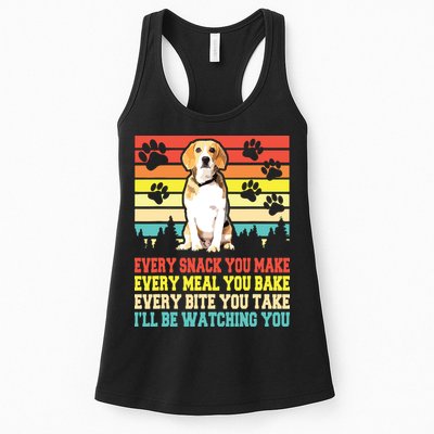 Vintage Beagle Dog Funny Every Snack You Make Bite You Take Womens Tank Top