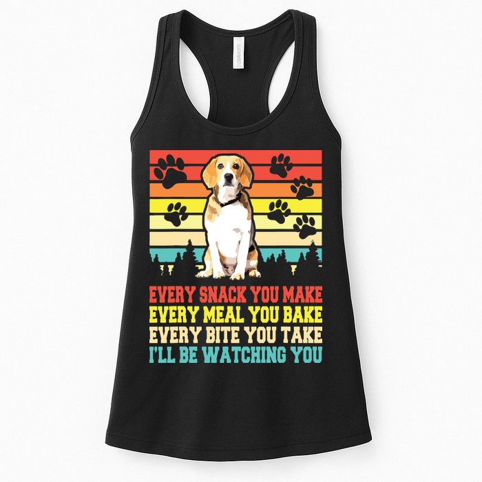 Vintage Beagle Dog Funny Every Snack You Make Bite You Take Womens Tank Top