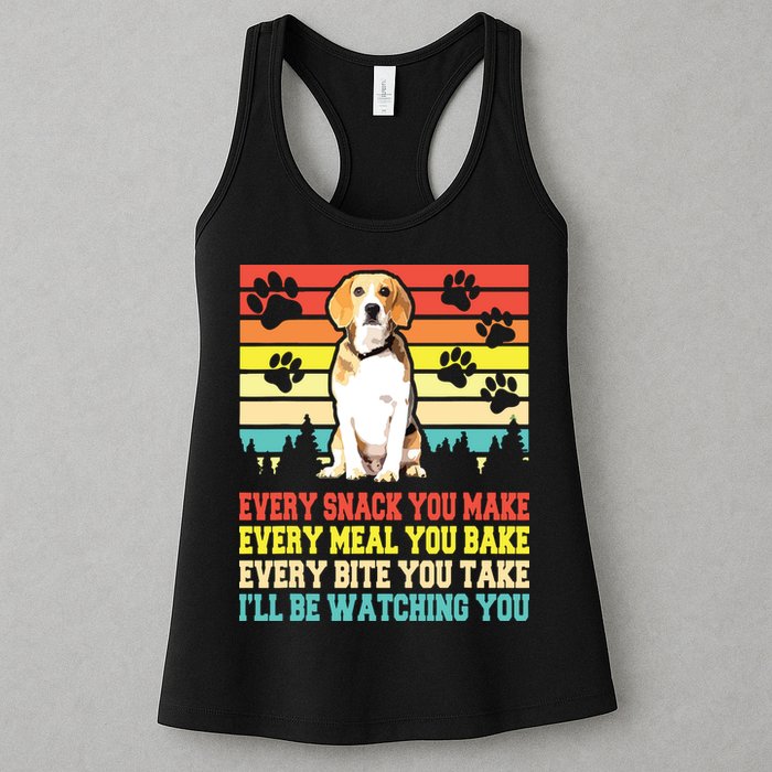 Vintage Beagle Dog Funny Every Snack You Make Bite You Take Womens Tank Top