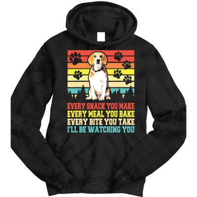 Vintage Beagle Dog Funny Every Snack You Make Bite You Take Tie Dye Hoodie